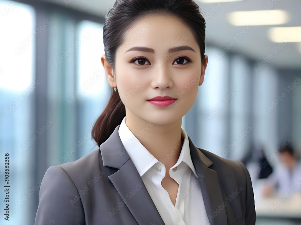 Portrait of a business woman in a corporate office. Portrait of a business woman in a corporate office.