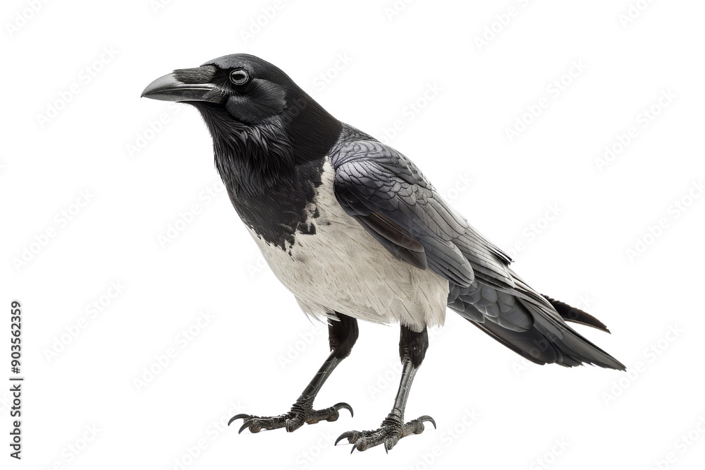 Fototapeta premium Hooded Crow Bird Black and White