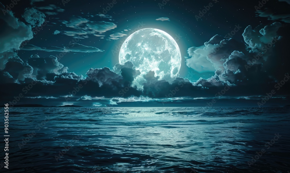 Full Moon Over Tranquil Sea Full Moon Over Tranquil Sea