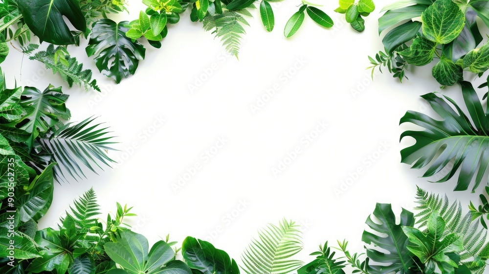 Fototapeta premium Tropical Leaf Frame on White Background