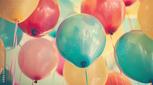 Wallpaper Mural 
Vintage multicolor balloons with retro filter effect, perfect for happy birthday celebrations, summer weddings, and honeymoon party themes Torontodigital.ca