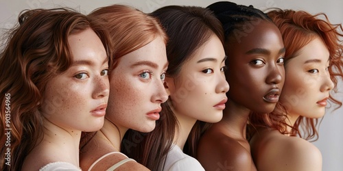 Portrait of five women with varied ethnicities in profile.