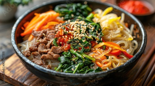 A Bowl of Bibimbap, a Korean Rice Dish