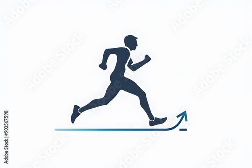 Dynamic silhouette of a man running, symbolizing progress and fitness. © Ben Kuang
