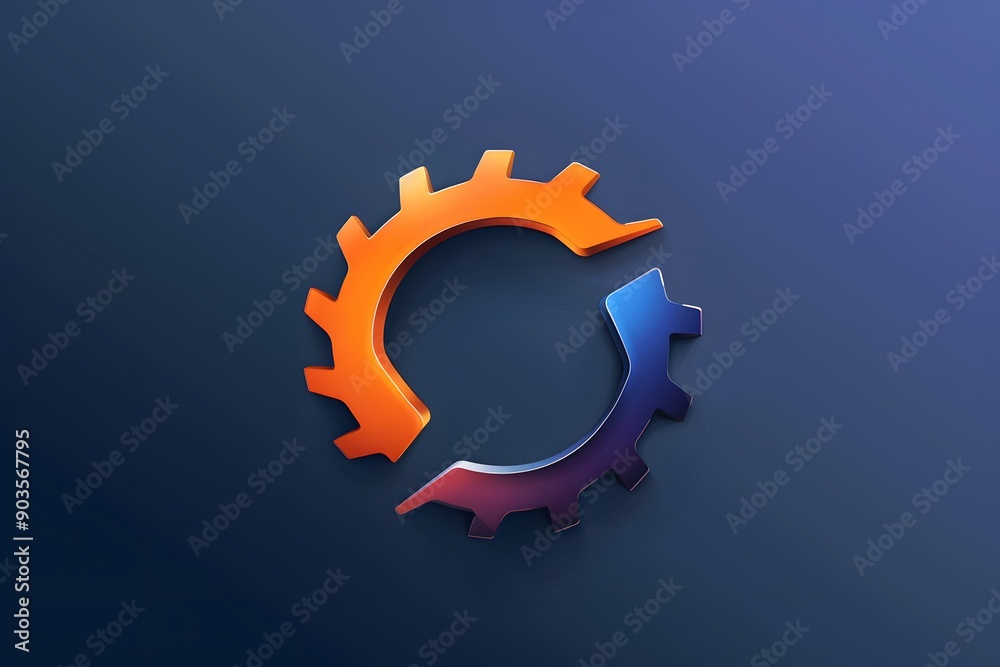 Abstract colorful gear logo design on a gradient background. Abstract colorful gear logo design on a gradient background.
