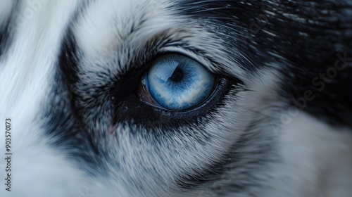 Close up of a husky s blue eye photo