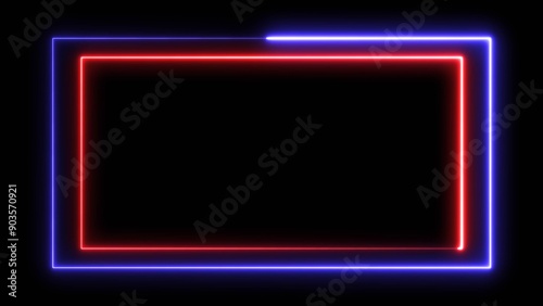 Abstract beautiful glowing neon light rectangle background illustration 4k.