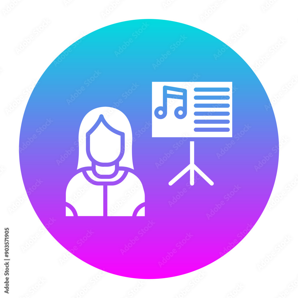 Music Teacher Female vector icon. Can be used for Home Based Business iconset. Music Teacher Female vector icon. Can be used for Home Based Business iconset.