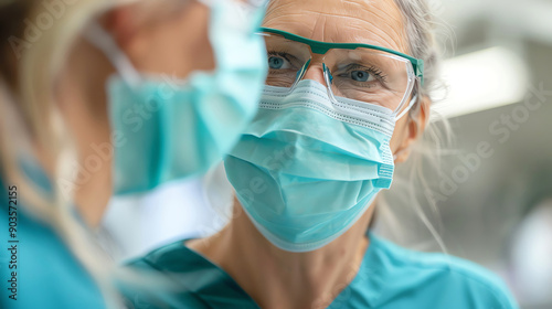 Dental hygienist educating a patient about oral care