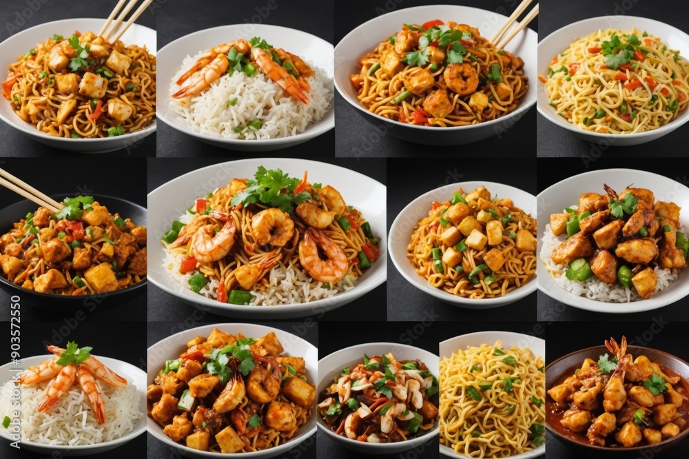 Food collage. Indian chinese cuisine dishes set. Schezwan Noodles, Fried Rice, Chicken, Prawns and Paneer. Indian Food. Asian Dishes Photo Collage Food collage. Indian chinese cuisine dishes set. Schezwan Noodles, Fried Rice, Chicken, Prawns and Paneer. Indian Food. Asian Dishes Photo Collage