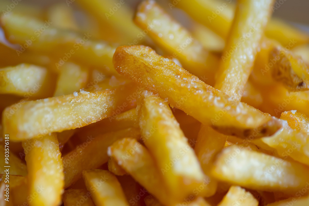 Close-up of Golden Fried French Fries with Salt Close-up of Golden Fried French Fries with Salt