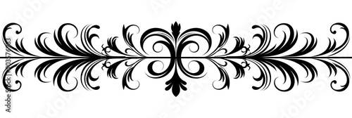 Decorative Curly Horizontal Black Scroll with Delicate Swirled Ends