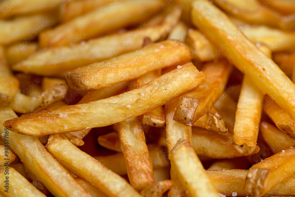 Close-up of Golden French Fries with Salt