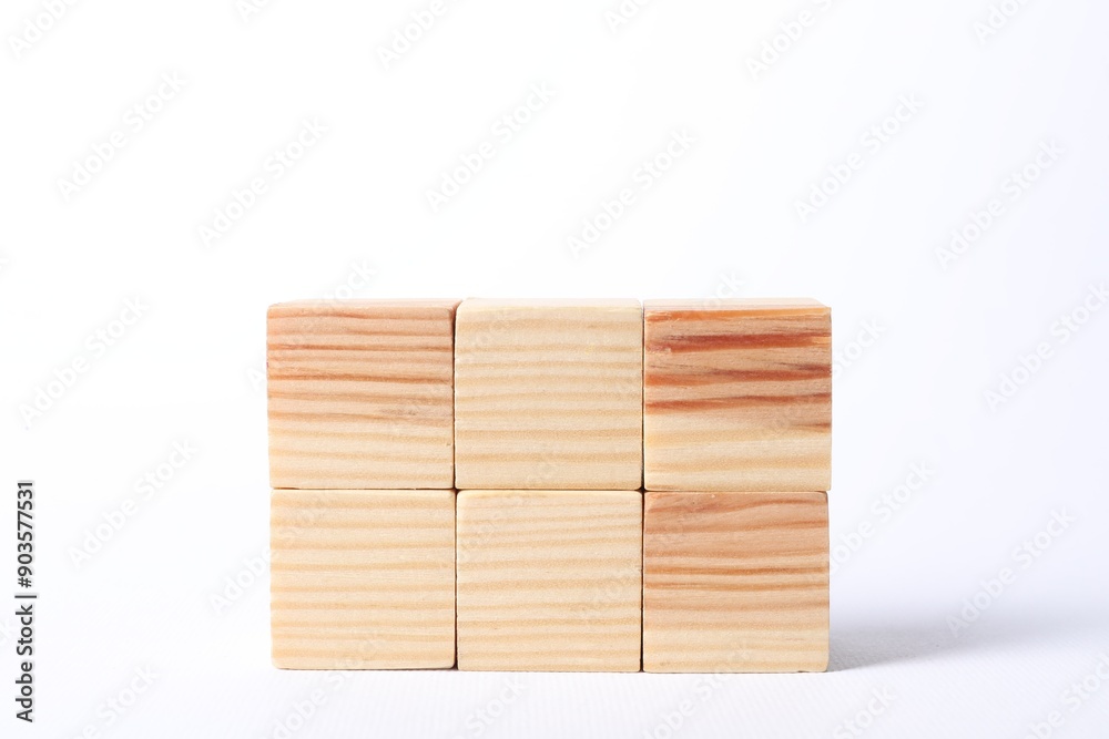 Many blank wooden cubes on white background Many blank wooden cubes on white background