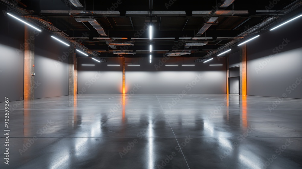 Fototapeta premium Industrial Interior with Bright Lights