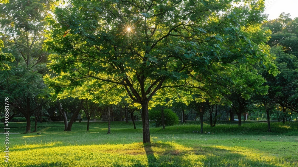 Obraz premium Green tree in the park