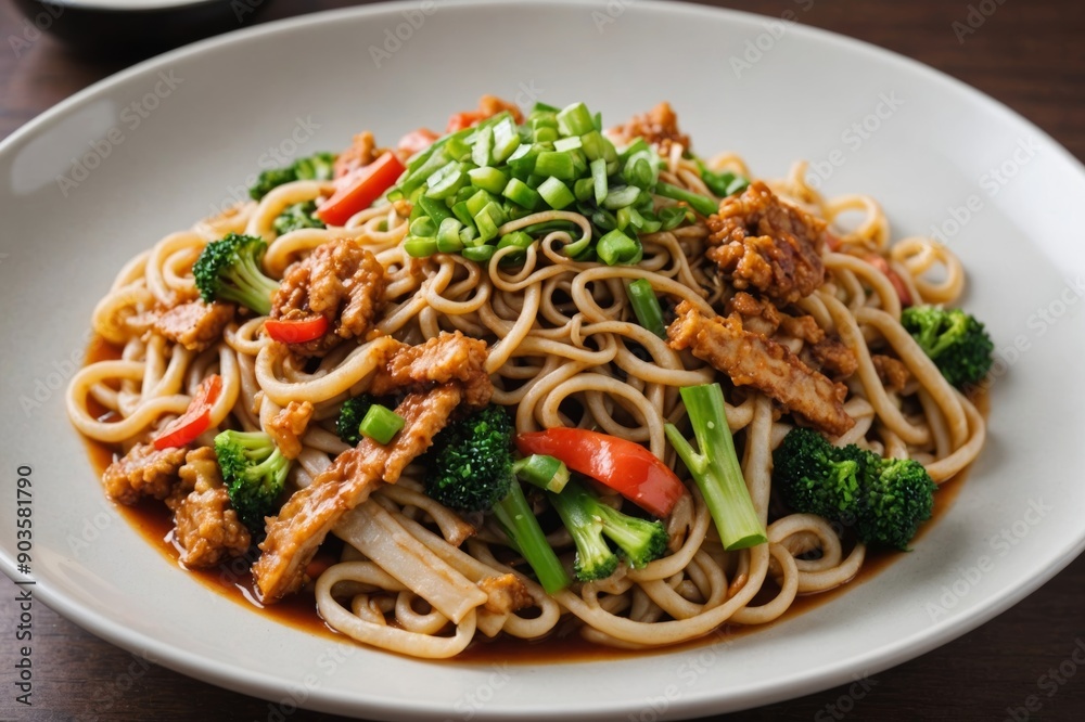 Sara-udon (chop suey on deep-fried noodles, japanese cuisine) Sara-udon (chop suey on deep-fried noodles, japanese cuisine)