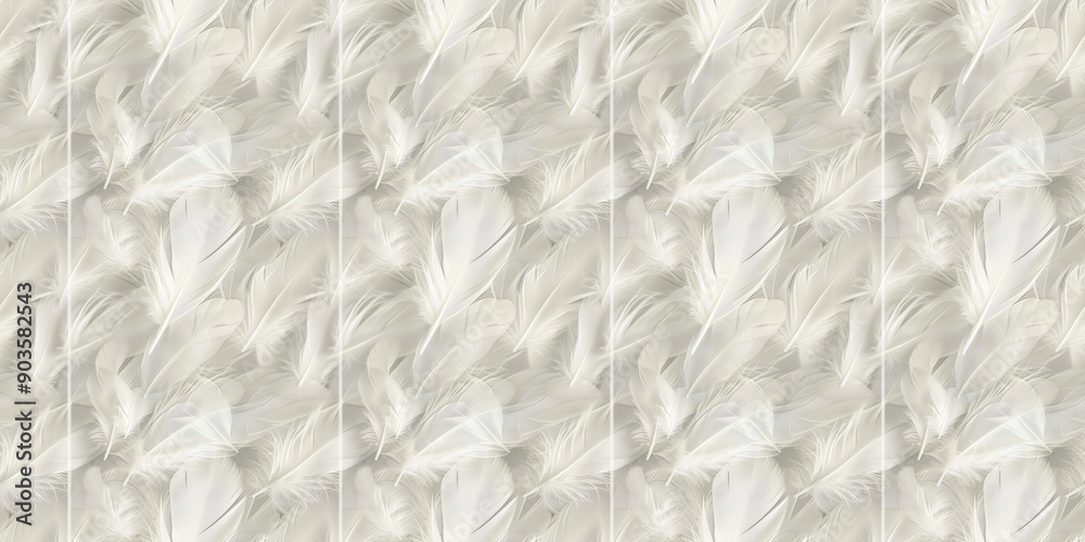Fototapeta premium an aesthetic photography pattern of white feathers on pure white background