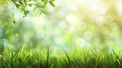 Green natural background with blurred grass promoting ecological health