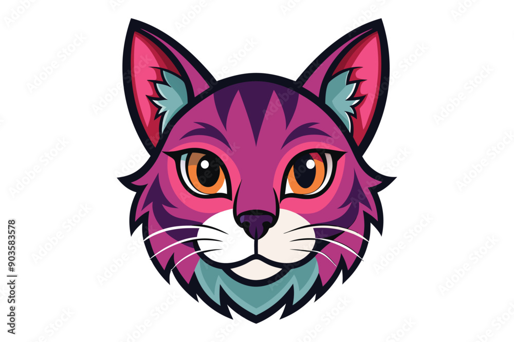 Obraz premium Happy cat mod head background green