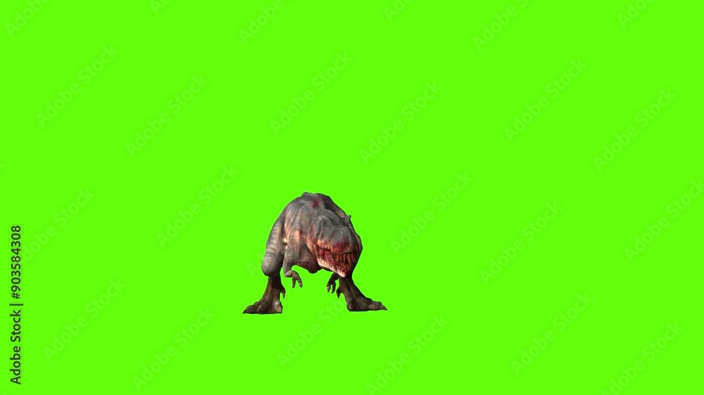 T-rex momma dinosaur look forward green screen animation 3D rendering