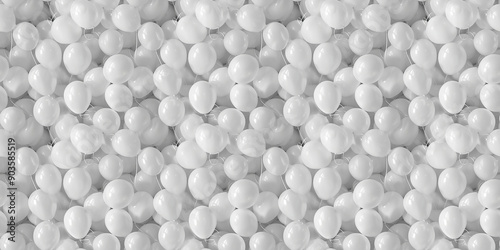 an background of white balloons fill in the frame, white, soft focus, blurred photography