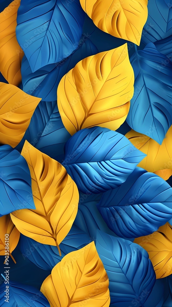Yellow and blue of leaves design background