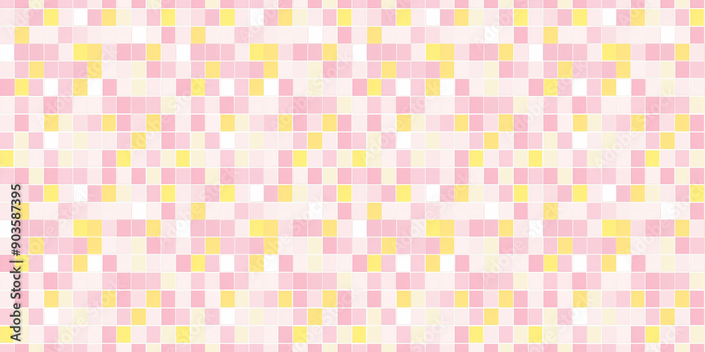 Fototapeta premium Baby pink and lemon yellow tiles background, clean surface texture, white background