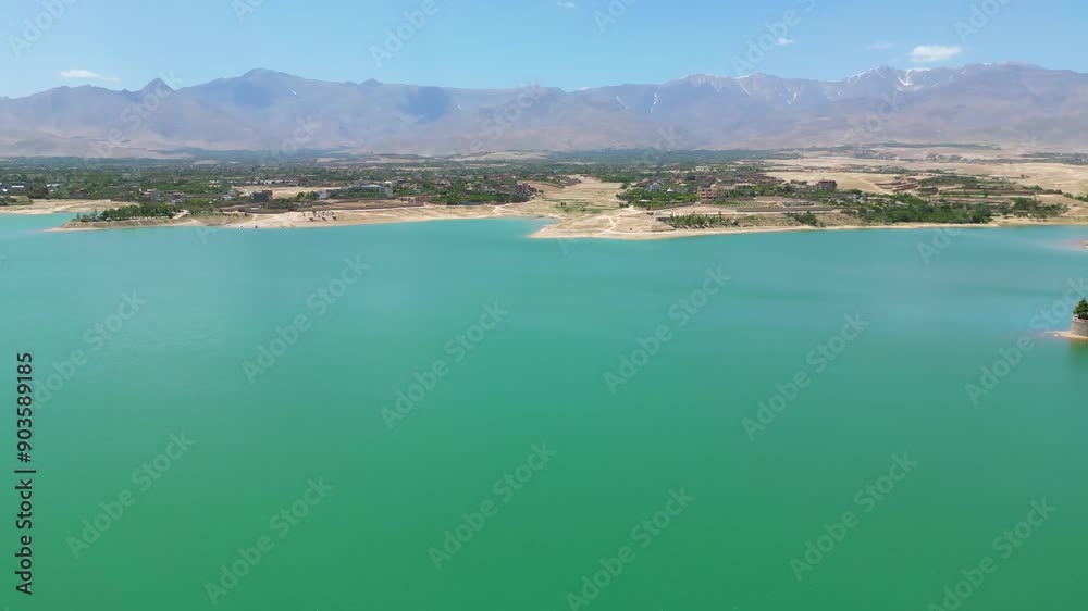 Aerial View of Lake Landscape in Kabul Afghanistan, Blue sky Aerial View of Lake Landscape in Kabul Afghanistan, Blue sky