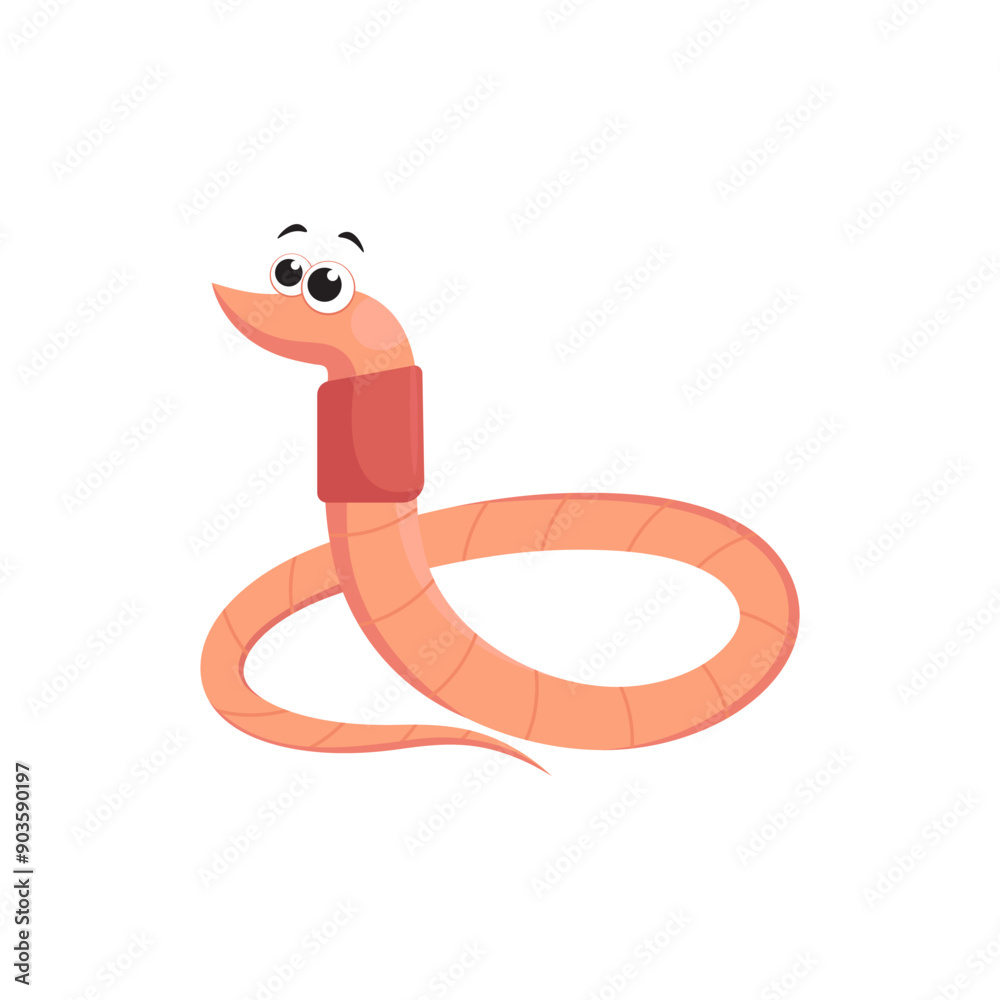 Fototapeta premium Cute pink earthworm character graphic vector illustration