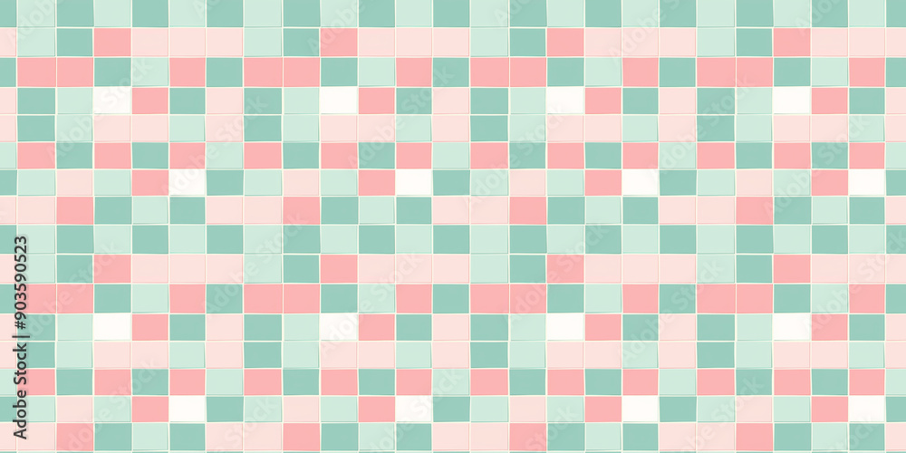 Blush pink and light teal tiles background, clean surface texture, white background