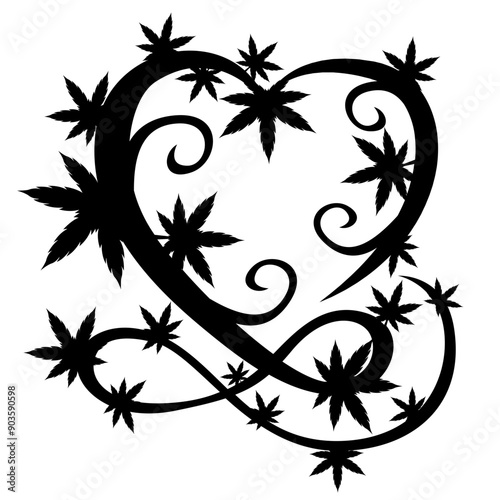 Cannabis Heart | Cannabis wreath | Heart | Heart Shaped Weed | four twenty | Weed Heart | Cannabis | Weed | Original Illustration | Vector and Clipart | Cutfile and Stencil