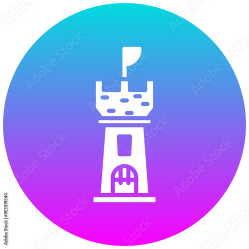 Castle Tower vector icon. Can be used for Medieval iconset.