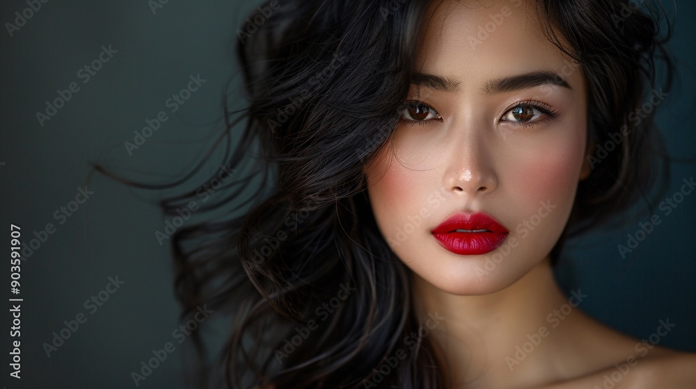 Striking Portrait of a Woman with Wavy Hair Striking Portrait of a Woman with Wavy Hair