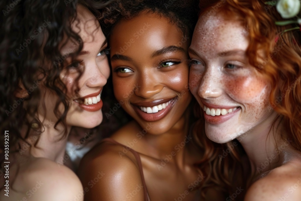 Joyful Group of Diverse Women with Flowers Joyful Group of Diverse Women with Flowers