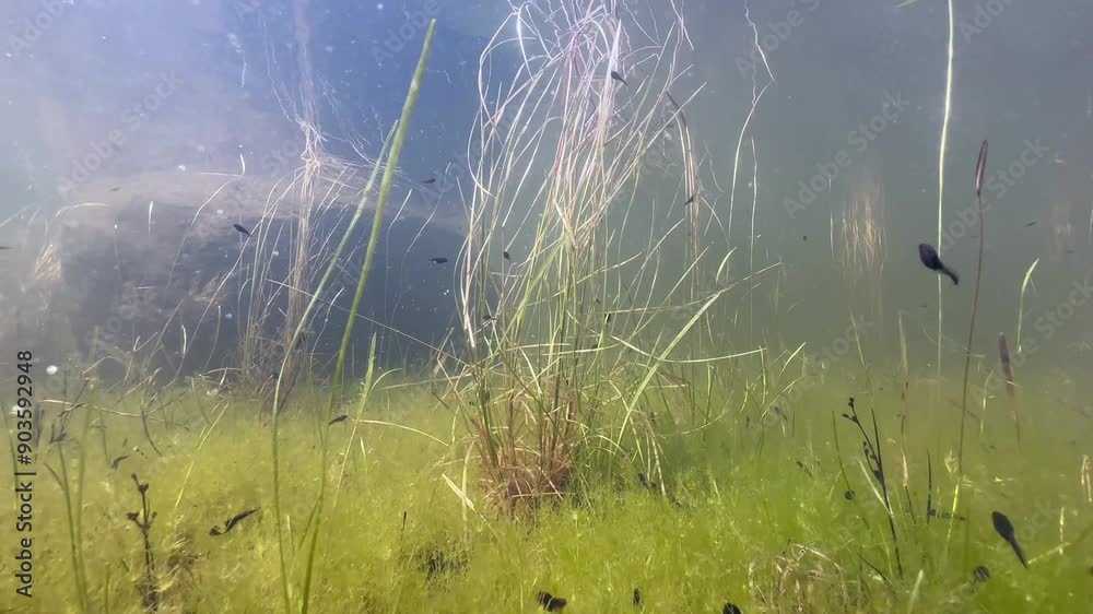 Underwater view of pond with tadpoles. Underwater view of pond with tadpoles.