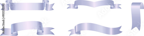 Lavender award ribbon banners for text. Blank Lavender award Ribbon Collection Pack Template. Collection of Different Empty Lavender Ribbon and Label Design. Vector of various shapes