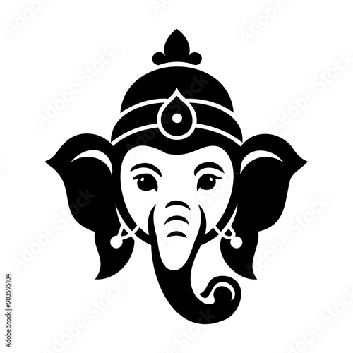 Hindu lord Ganesh silhouette tattoo icon vector illustration design