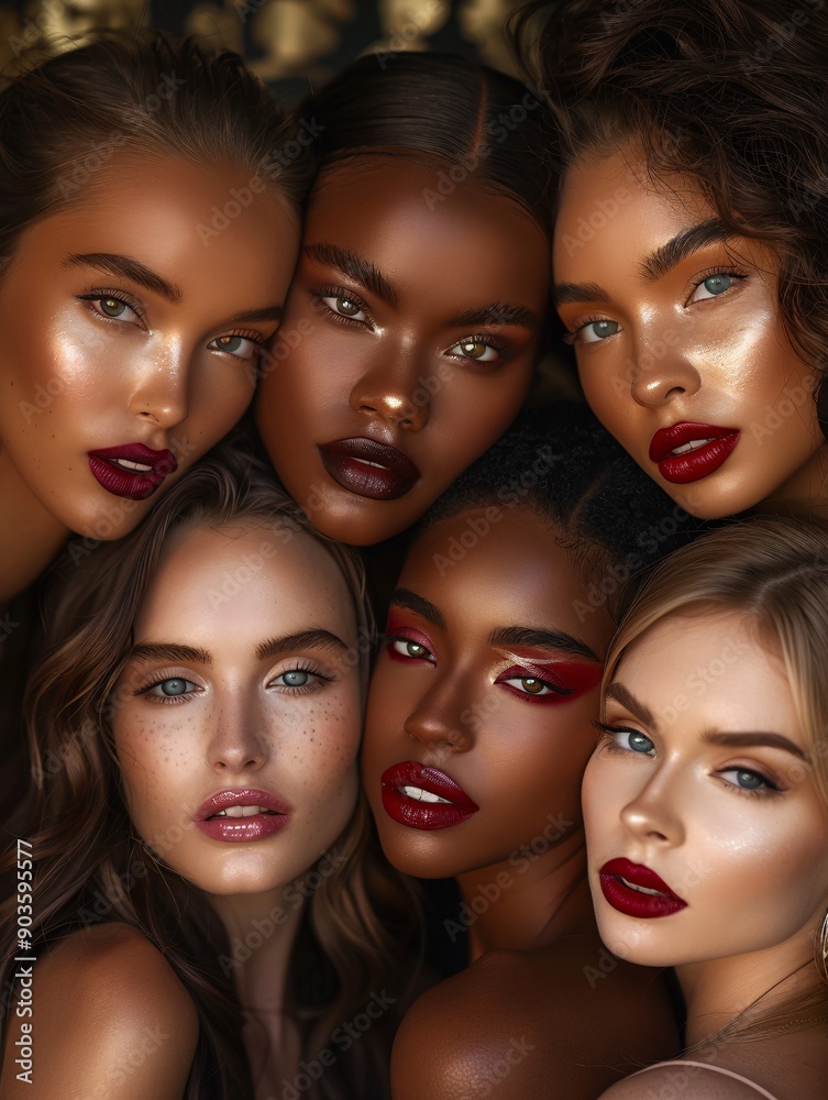 Radiant Group Portrait with Bold Makeup Radiant Group Portrait with Bold Makeup