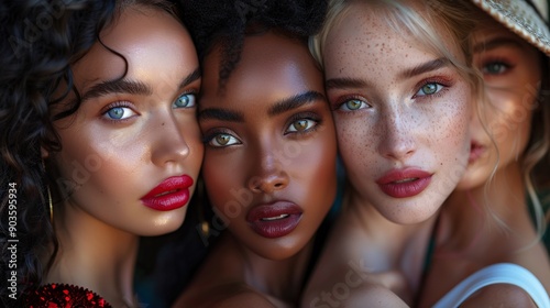 Glamorous Group Portrait with Bold and Elegant Makeup © kura