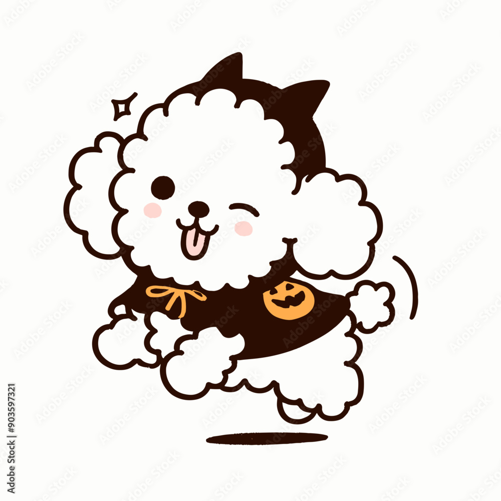 Bichon Frise Dog Wearing Witch Hat On Pumpkin Halloween Costume Cute Cartoon Vector svg Clipart Bichon Frise Dog Wearing Witch Hat On Pumpkin Halloween Costume Cute Cartoon Vector svg Clipart