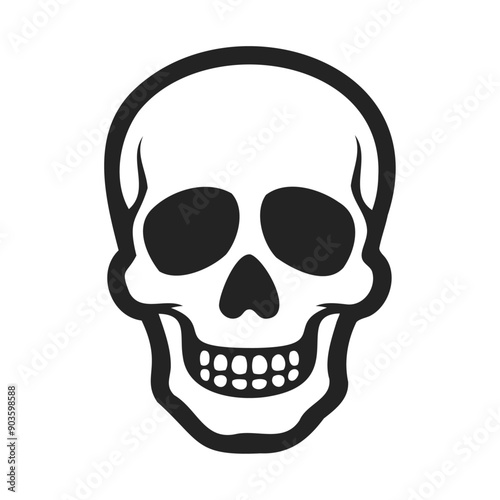 Halloween horror death skeleton skull smiling vector illustration