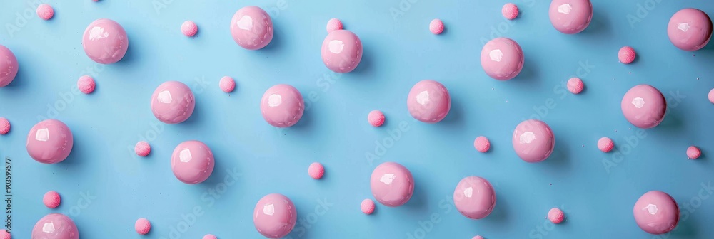 A minimalist design featuring pink bubbles scattered on a light blue background. The image symbolizes simplicity, purity, and playfulness. The bubbles create a sense of movement and energy while maint A minimalist design featuring pink bubbles scattered on a light blue background. The image symbolizes simplicity, purity, and playfulness. The bubbles create a sense of movement and energy while maint