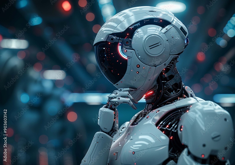 Futuristic Humanoid Robot Deep in Thought Futuristic Humanoid Robot Deep in Thought