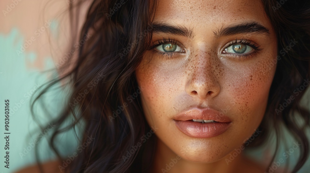 Elegant Close-Up of a Beautiful Indian Woman with Freckles Elegant Close-Up of a Beautiful Indian Woman with Freckles