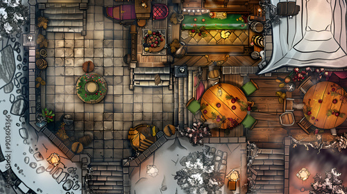 Christmas Battle Map - DnD, RPG Map for Dungeons and Dragons, Game Background, Top View, Winter