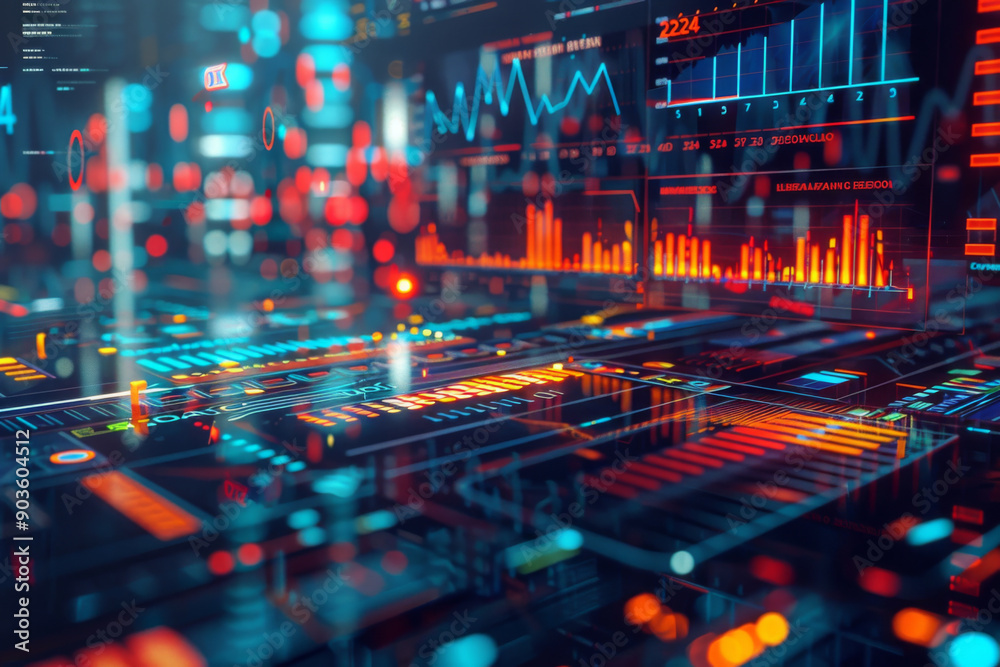Abstract Digital Interface with Data and Charts Abstract Digital Interface with Data and Charts