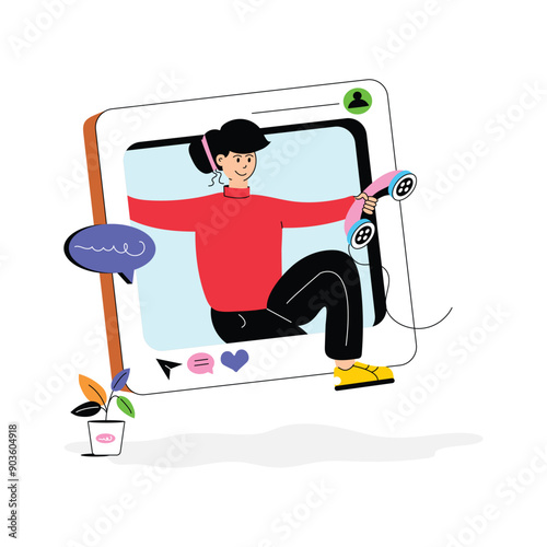 Look at this premium flat illustration of social media customer