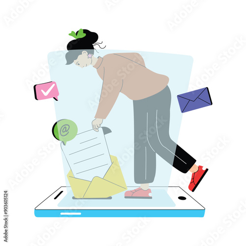 Premium design flat illustration of customer mail, represent the email services