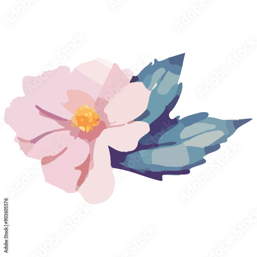 Beautiful pink flower on a white background.  illustration in watercolor style.